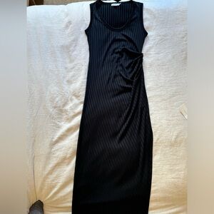 Good American Shine Rib Scoop Neck Sleeveless Maxi Dress Black - Medium